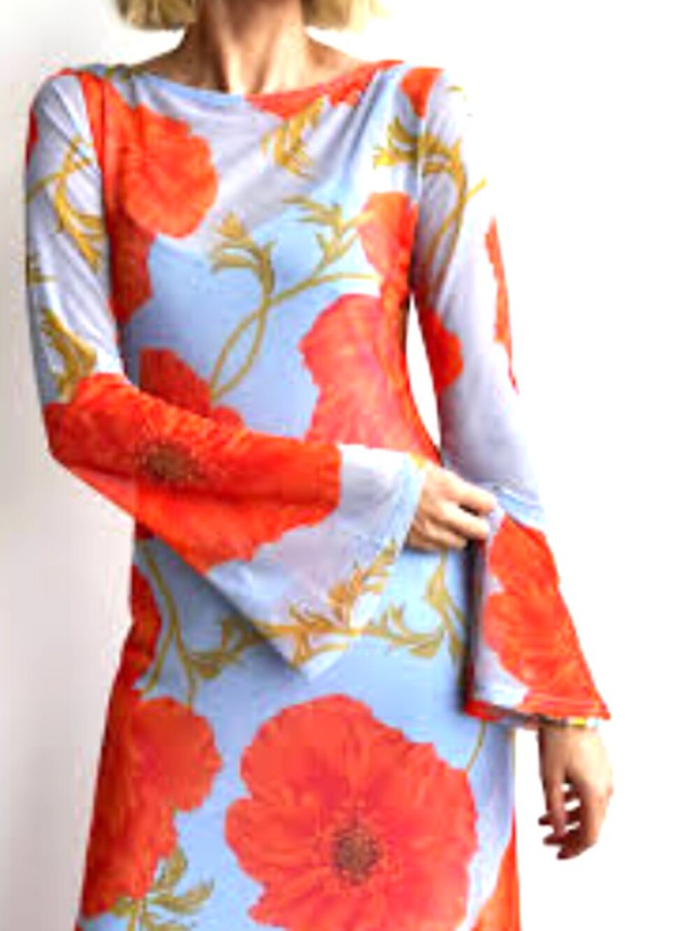 Never Fully Dressed Mesh Maxi Dress In Blue Poppy Dopamine - Picture 3 of 16
